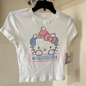 Bioworld Hello Kitty White and Pink Short Sleeve Tee